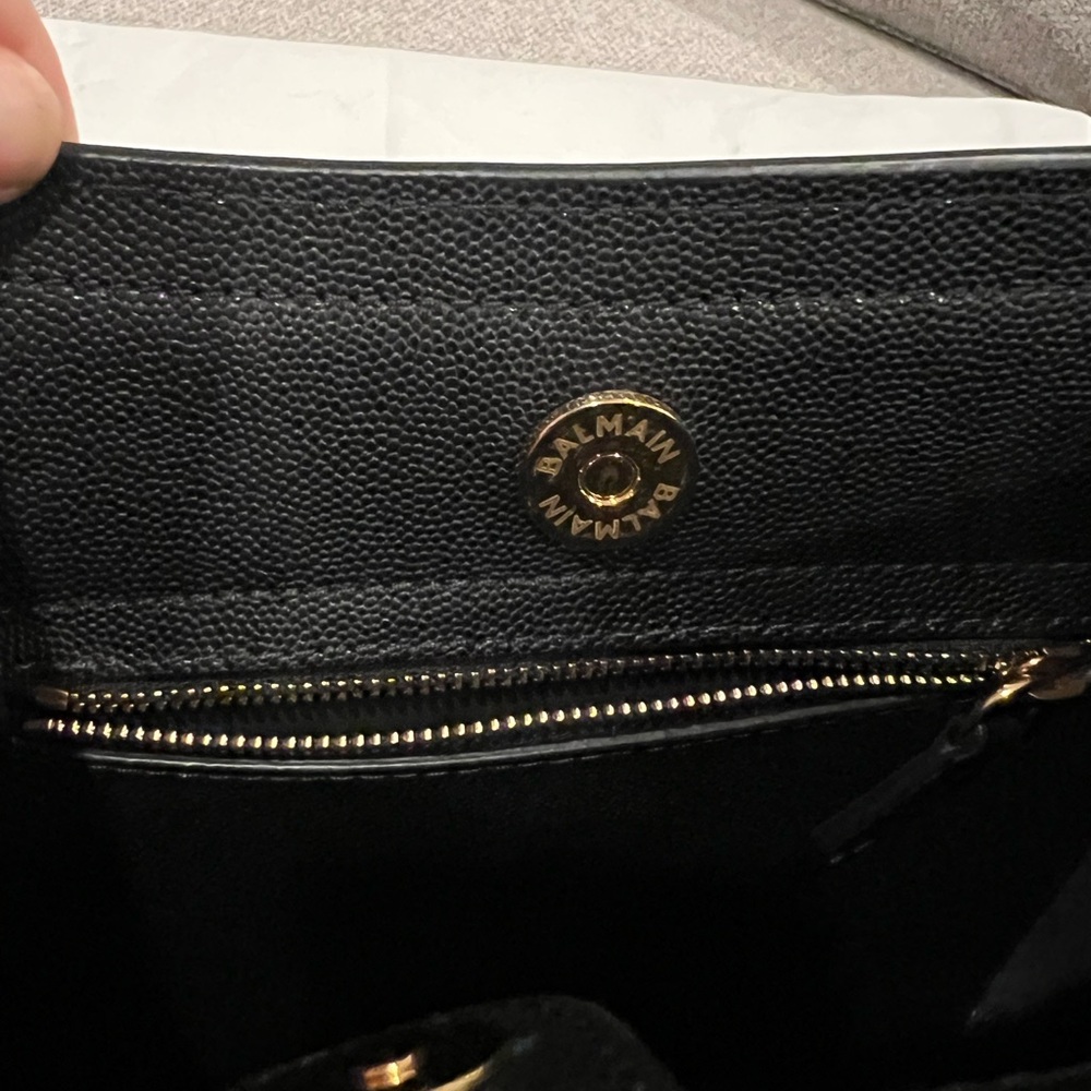 New Balmain black leather gold button embleme bag - Picture 11 of 13
